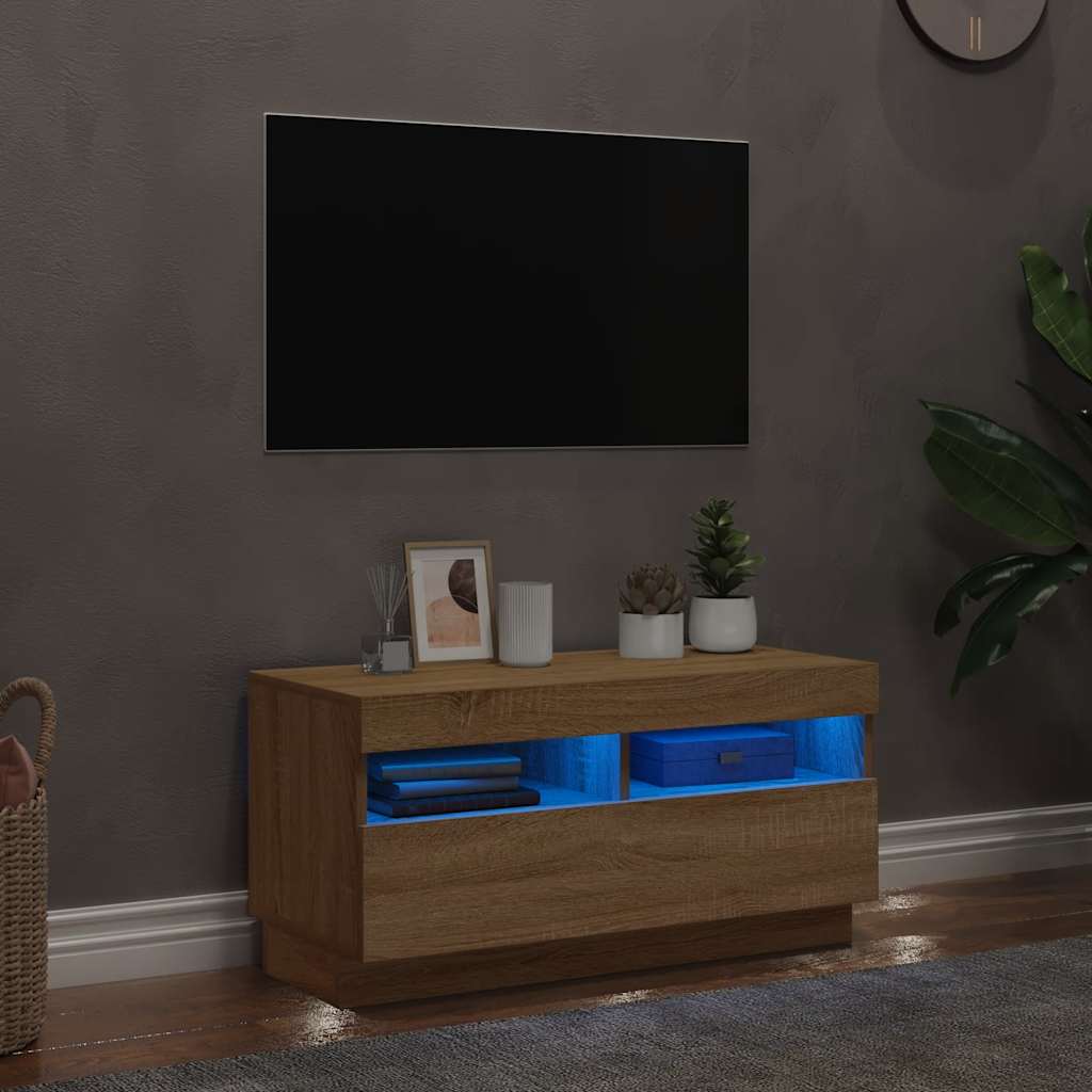 TV-Schrank mit LED-Leuchten Sonoma-Eiche 80x35x40 cm