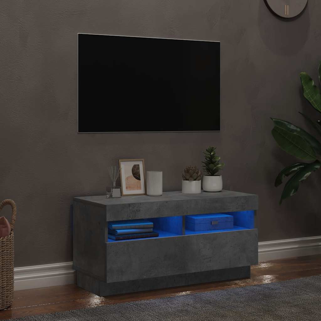 TV-Schrank mit LED-Beleuchtung Betongrau 80x35x40 cm