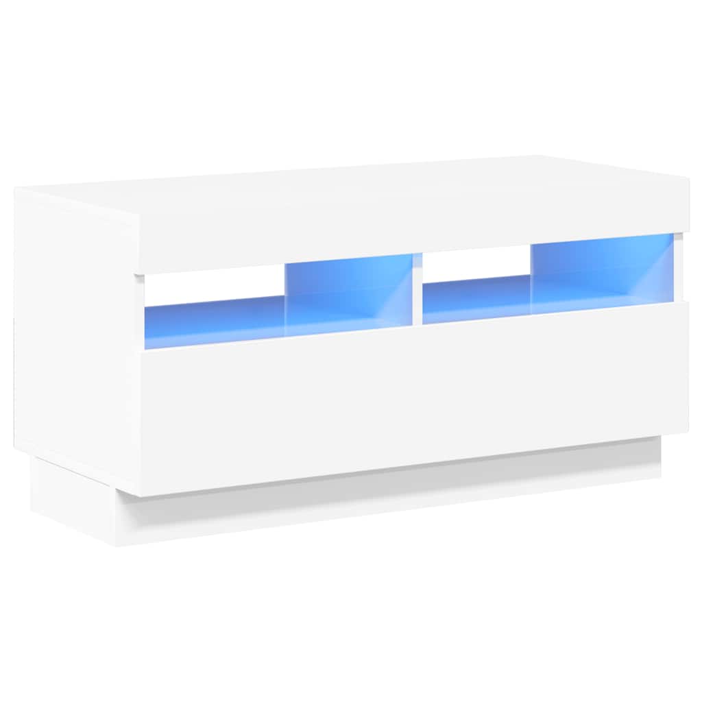 TV-Schrank mit LED-Leuchten Hochglanz-Weiß 80x35x40 cm