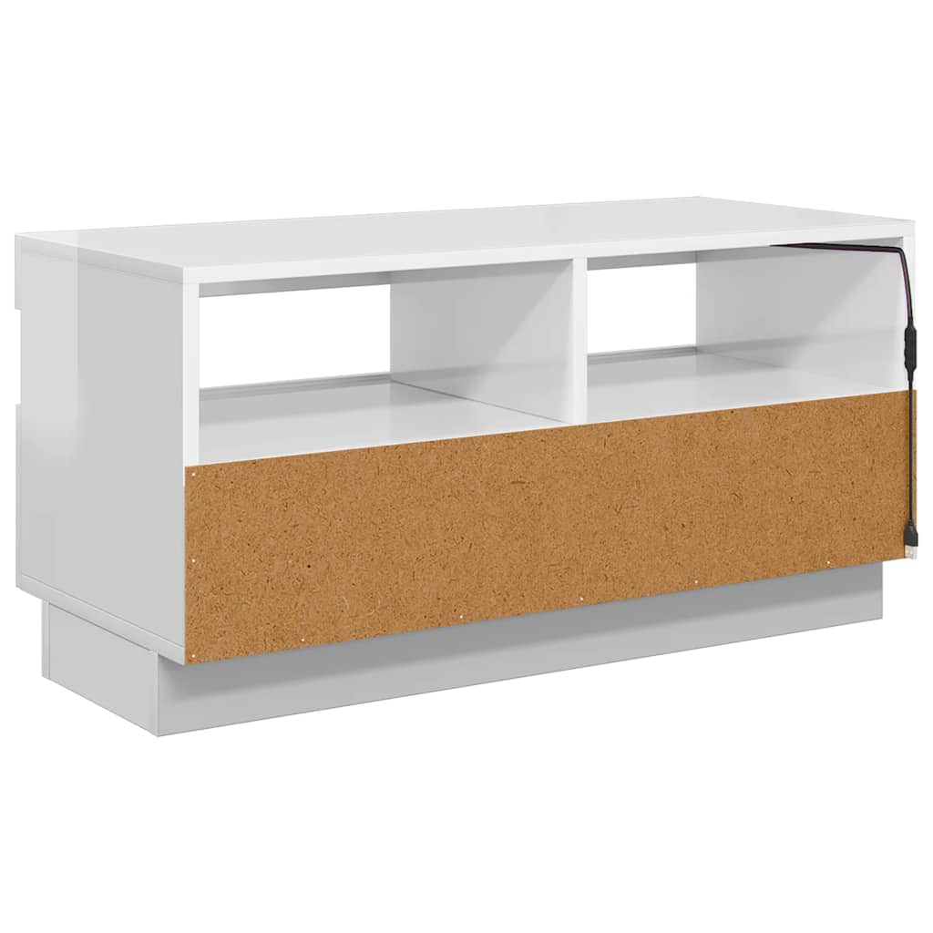TV-Schrank mit LED-Leuchten Hochglanz-Weiß 80x35x40 cm