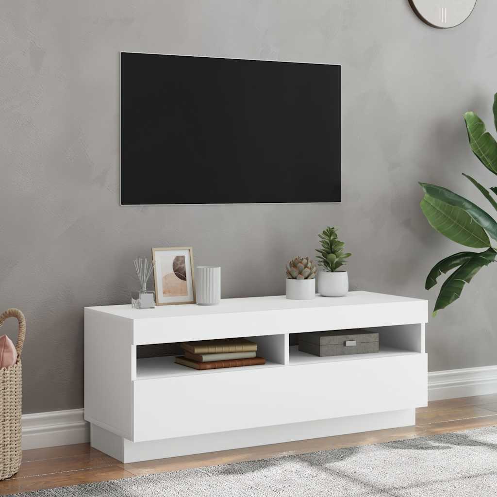 TV-Schrank mit LED-Leuchten Weiß 100x35x40 cm