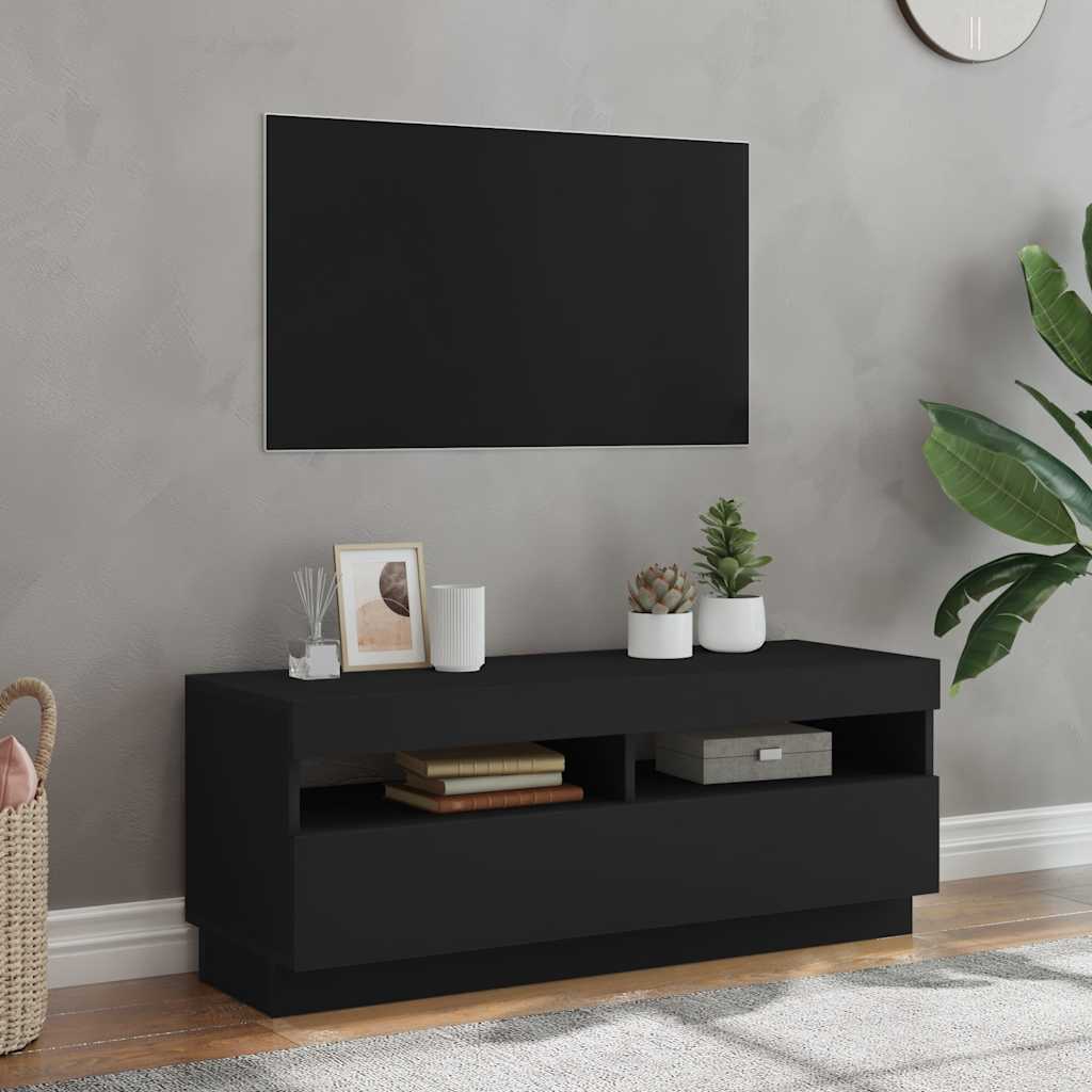 TV-Schrank mit LED-Leuchten Schwarz 100x35x40 cm