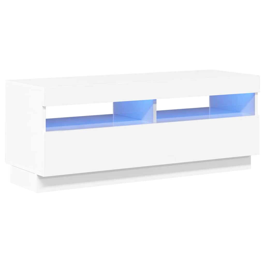 TV-Schrank mit LED-Leuchten Hochglanz-Weiß 100x35x40 cm
