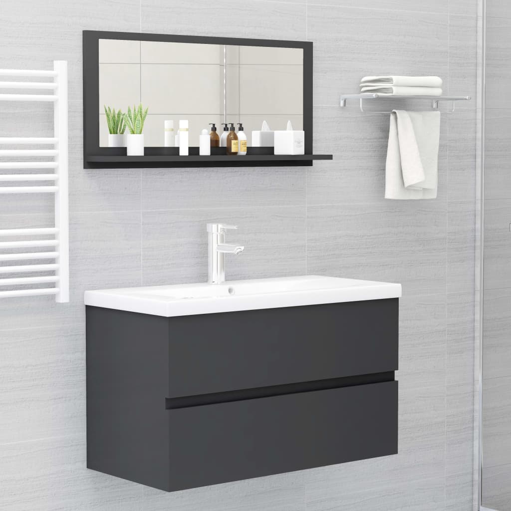 Badspiegel Grau 80x10,5x37 cm Holzwerkstoff