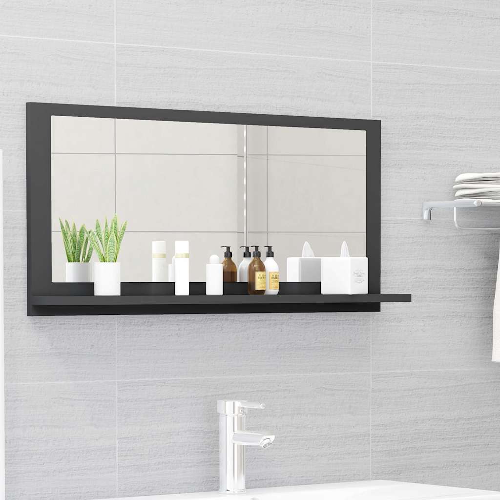 Badspiegel Grau 80x10,5x37 cm Holzwerkstoff