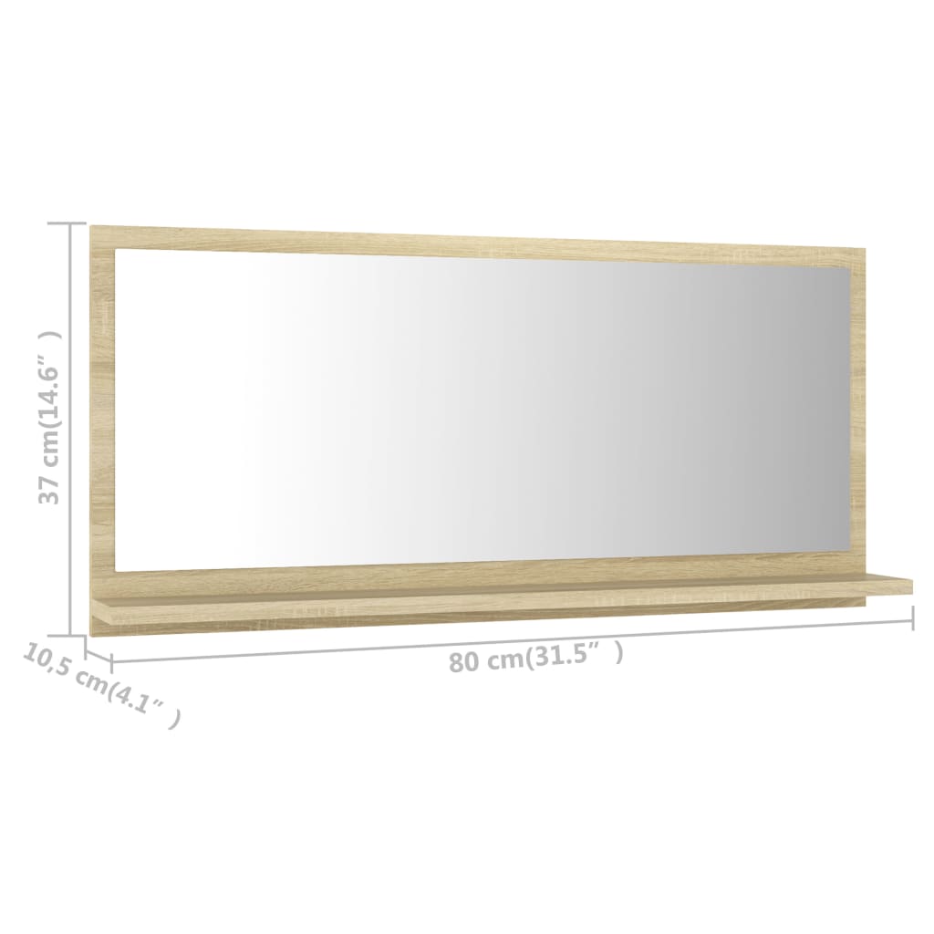 Badspiegel Sonoma-Eiche 80x10,5x37 cm Holzwerkstoff