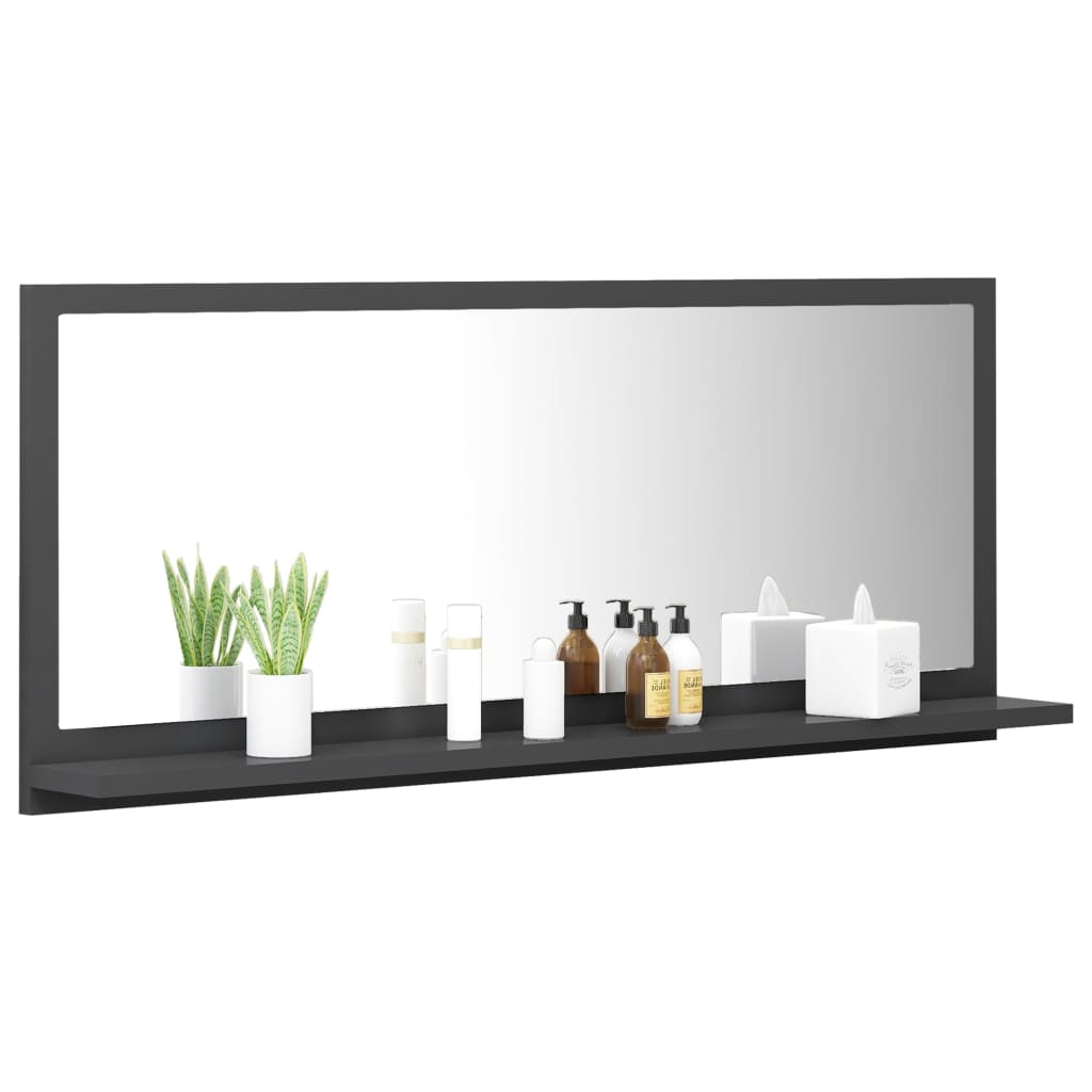 Badspiegel Grau 90x10,5x37 cm Holzwerkstoff