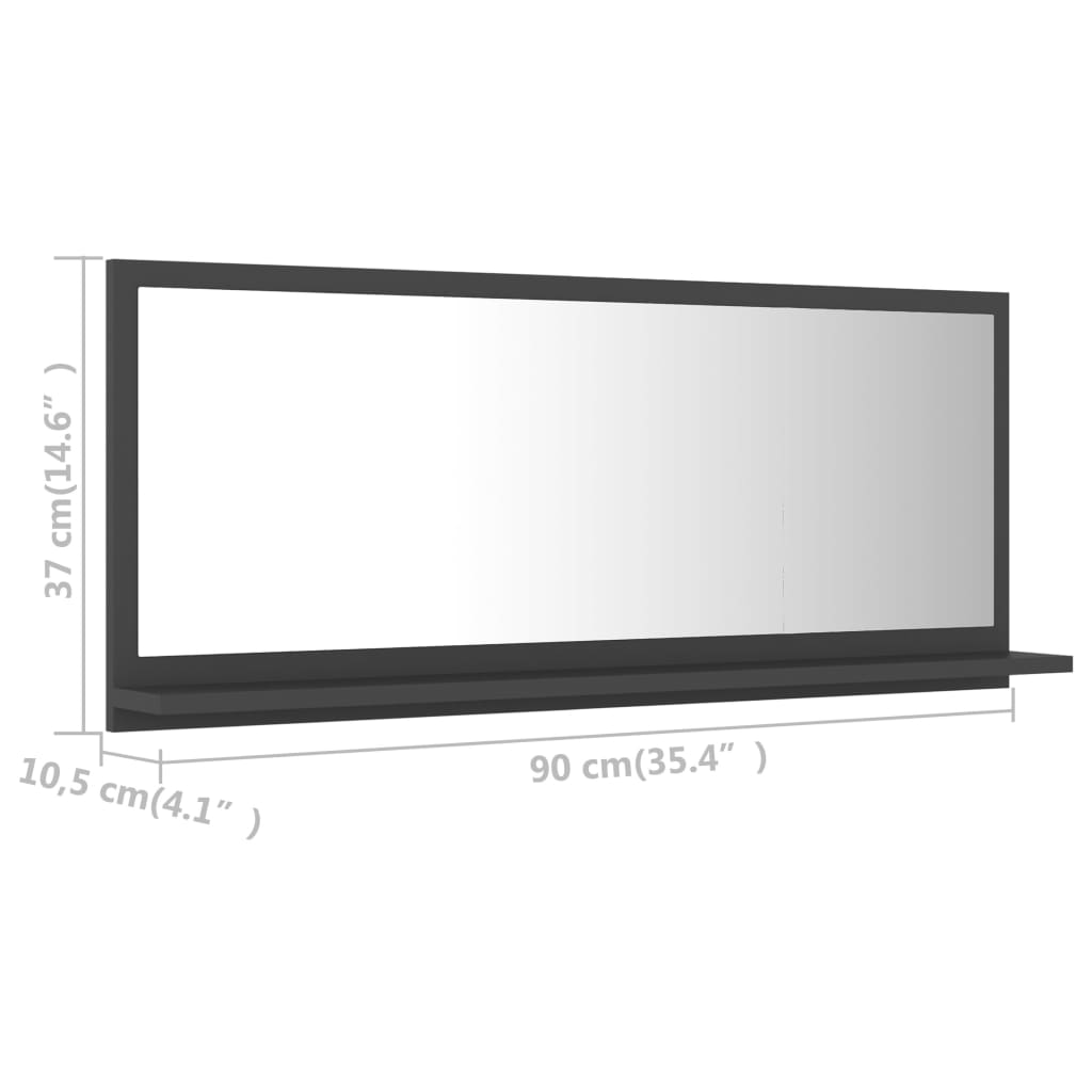 Badspiegel Grau 90x10,5x37 cm Holzwerkstoff