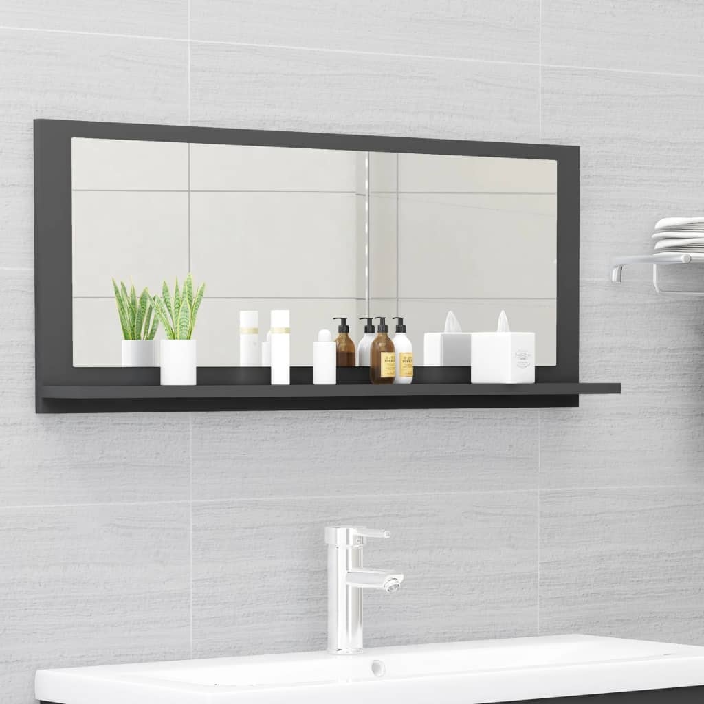 Badspiegel Grau 90x10,5x37 cm Holzwerkstoff