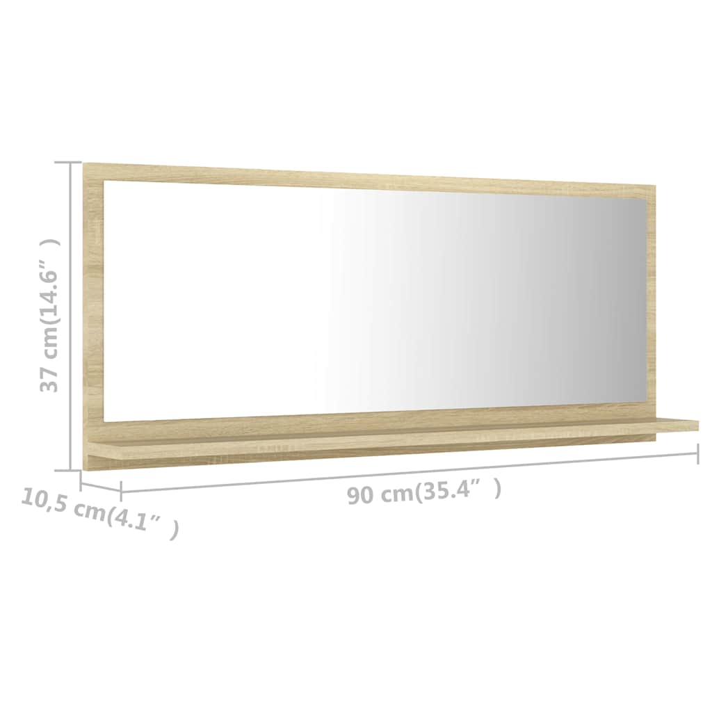 Badspiegel Sonoma-Eiche 90x10,5x37 cm Holzwerkstoff
