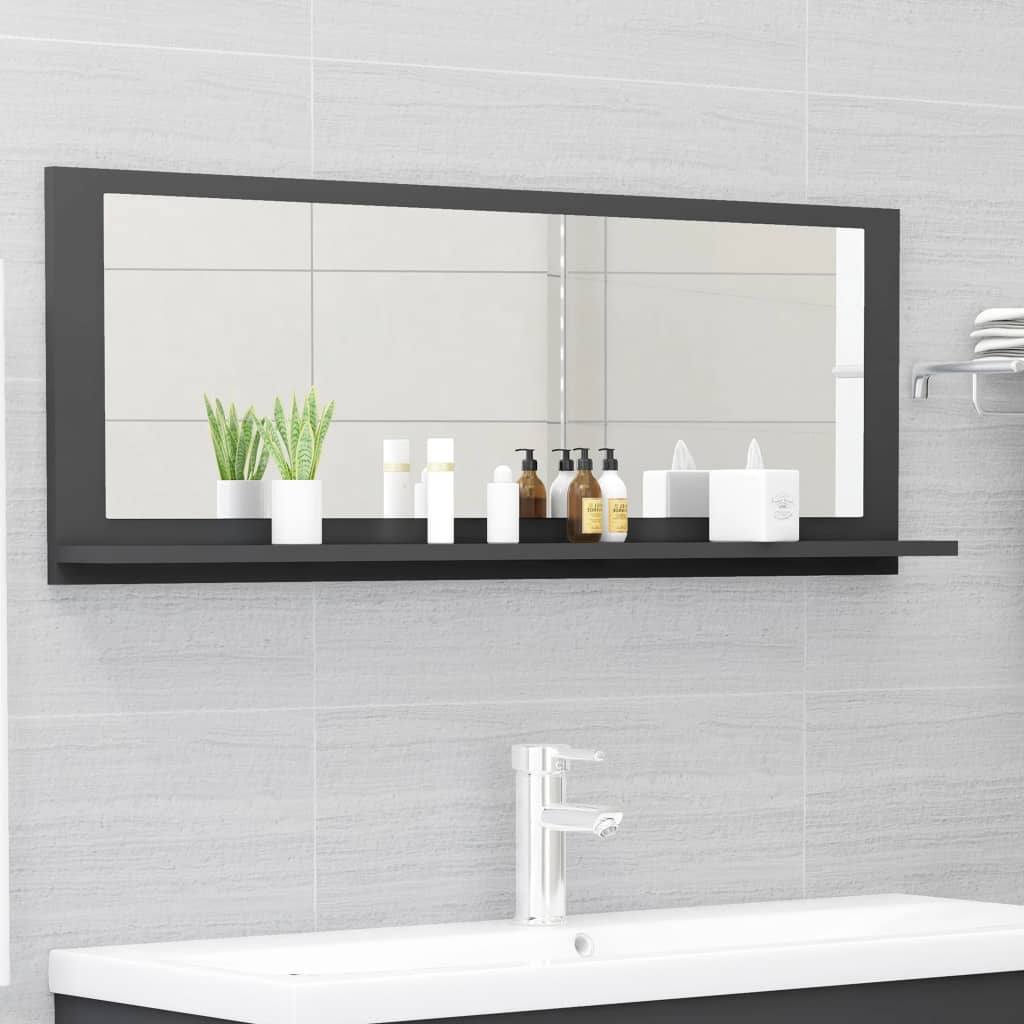 Badspiegel Grau 100x10,5x37 cm Holzwerkstoff