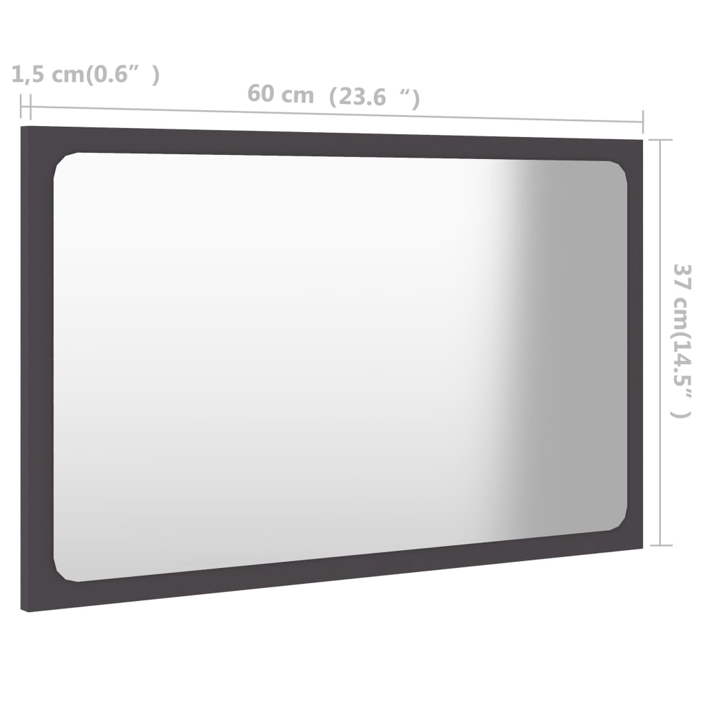 Badspiegel Grau 60x1,5x37 cm Holzwerkstoff
