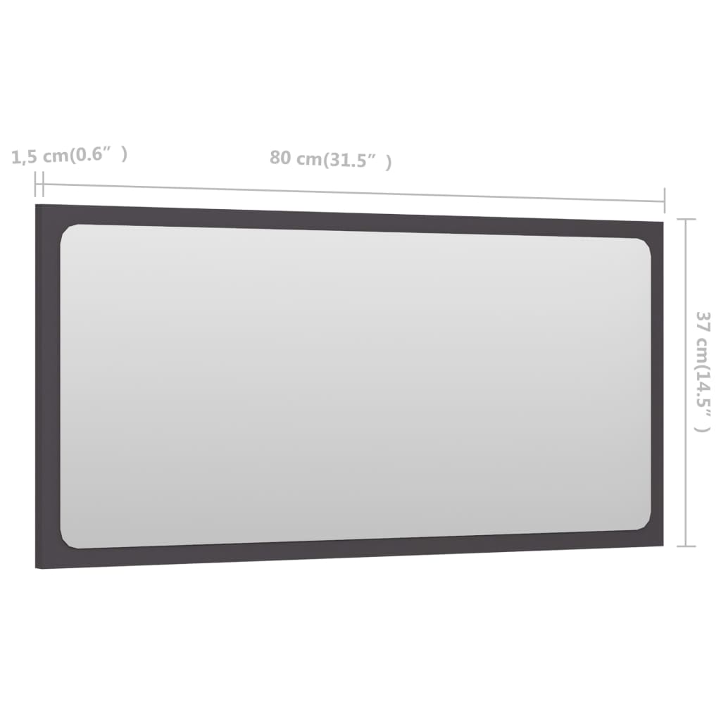 Badspiegel Grau 80x1,5x37 cm Holzwerkstoff