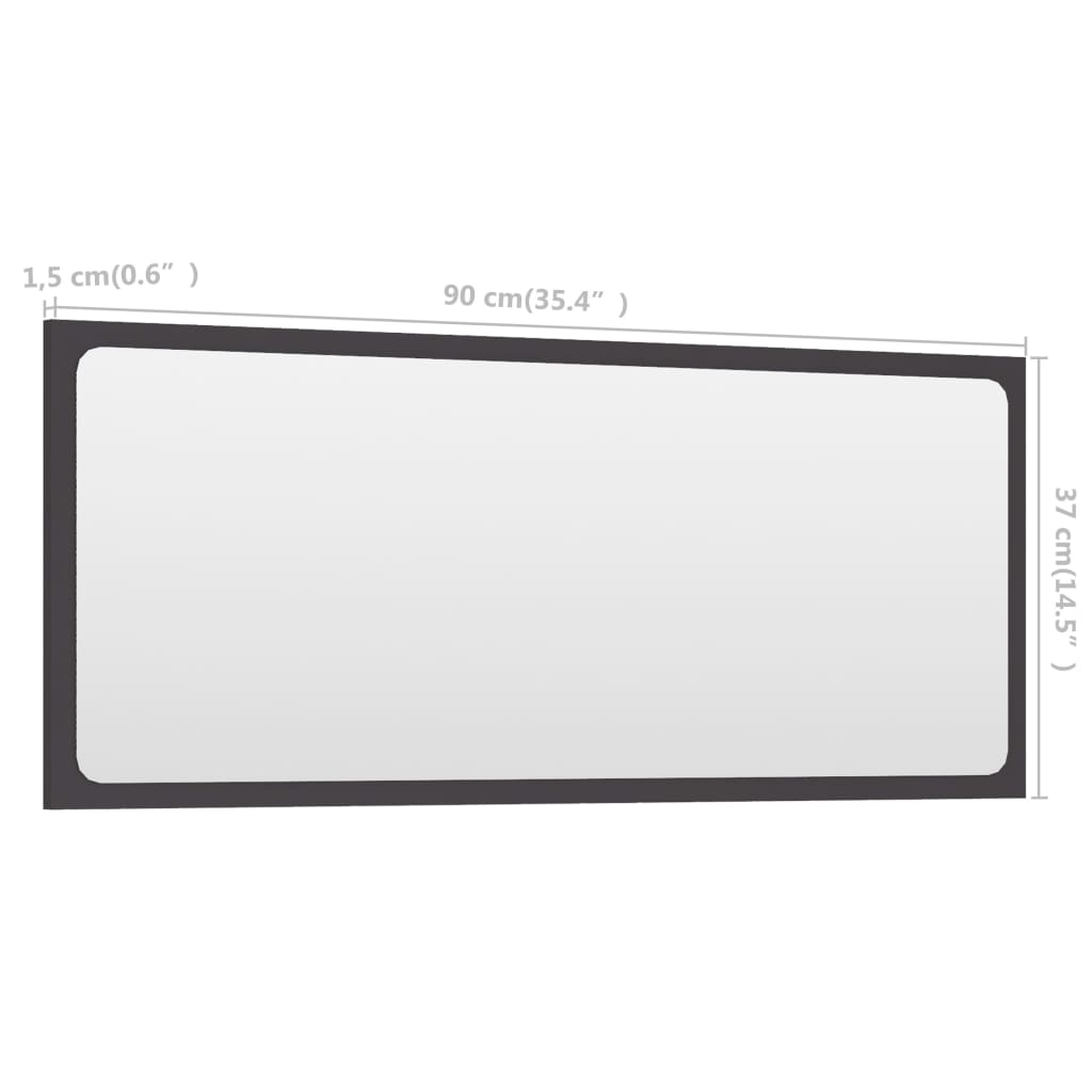 Badspiegel Grau 90x1,5x37 cm Holzwerkstoff