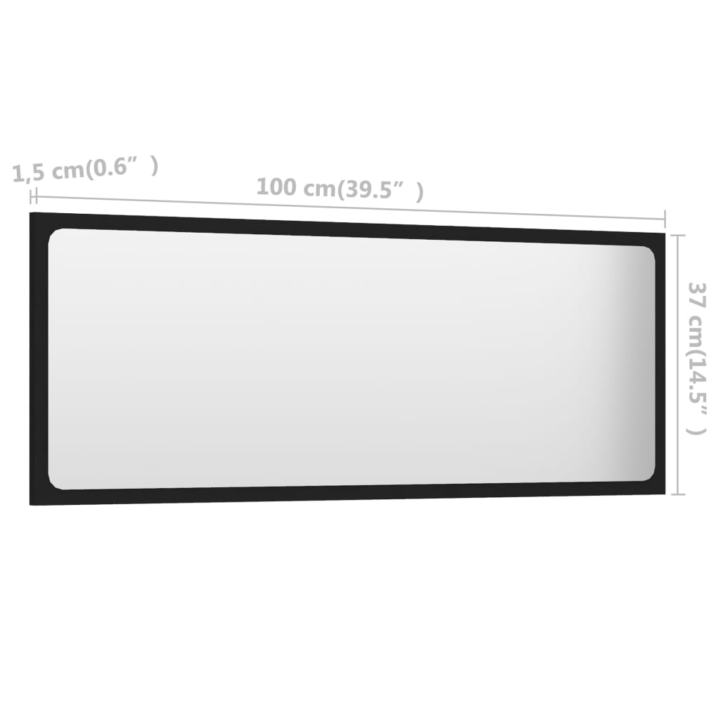 Badspiegel Schwarz 100x1,5x37 cm Holzwerkstoff