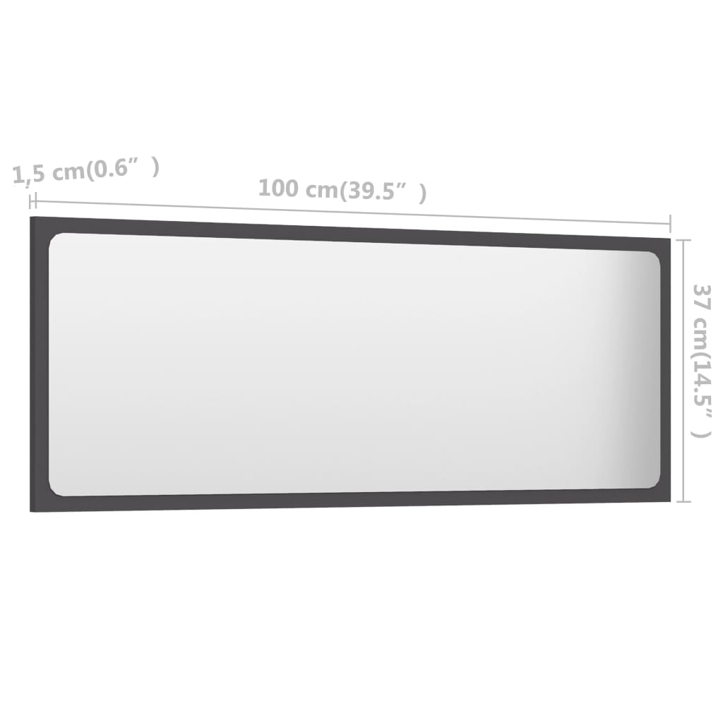 Badspiegel Grau 100x1,5x37 cm Holzwerkstoff