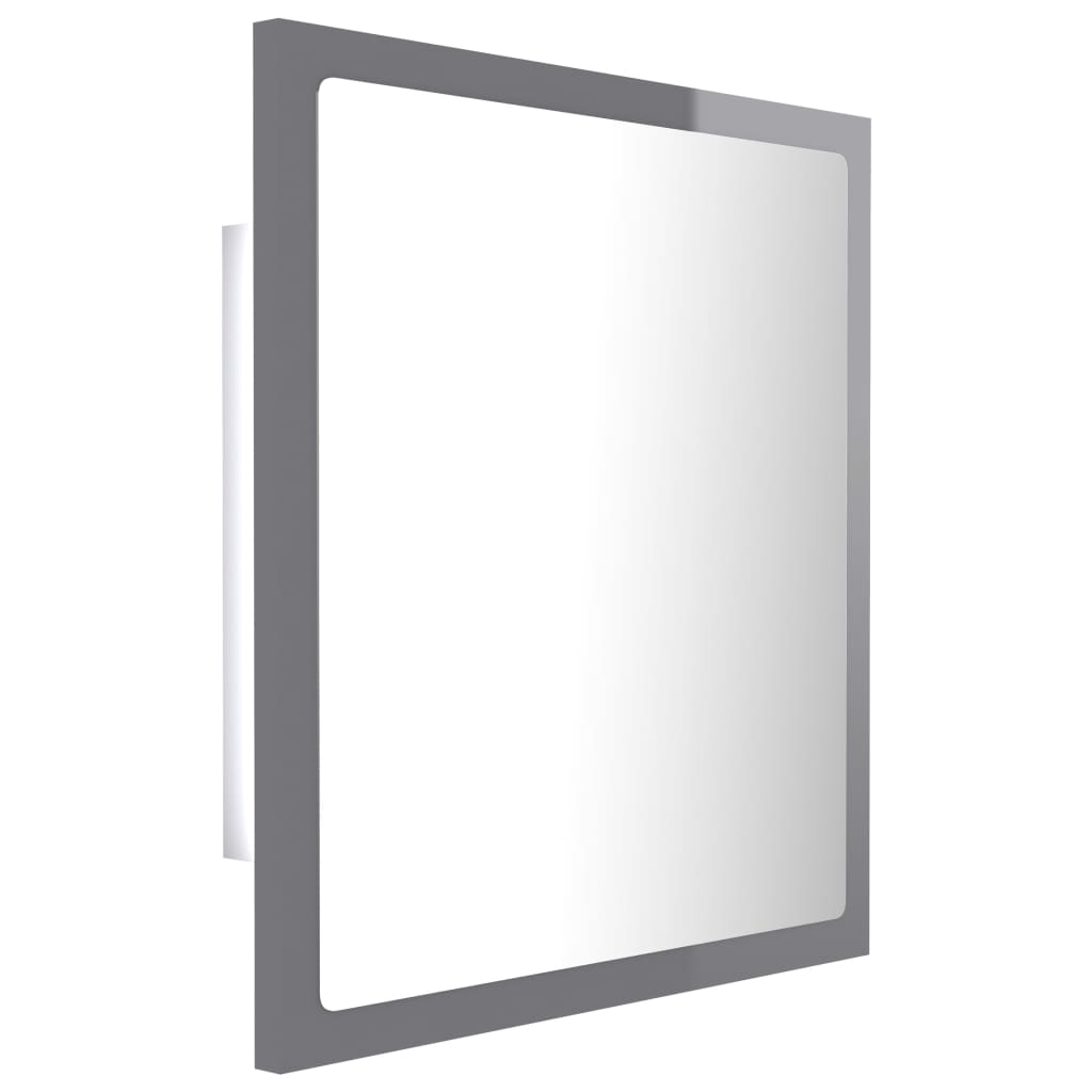 LED-Badspiegel Hochglanz-Grau 40x8,5x37 cm Acryl