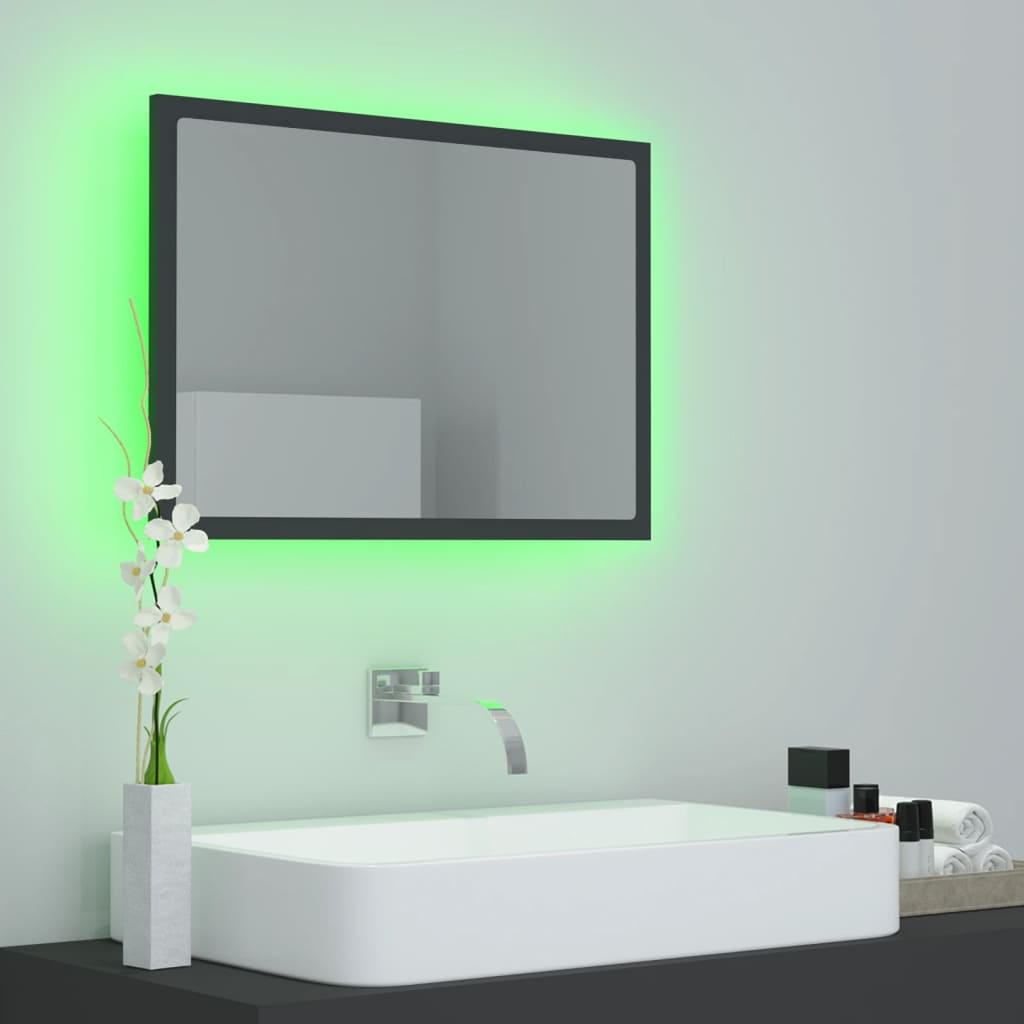 LED-Badspiegel Grau 60x8,5x37 cm Acryl