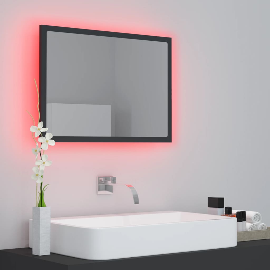 LED-Badspiegel Grau 60x8,5x37 cm Acryl