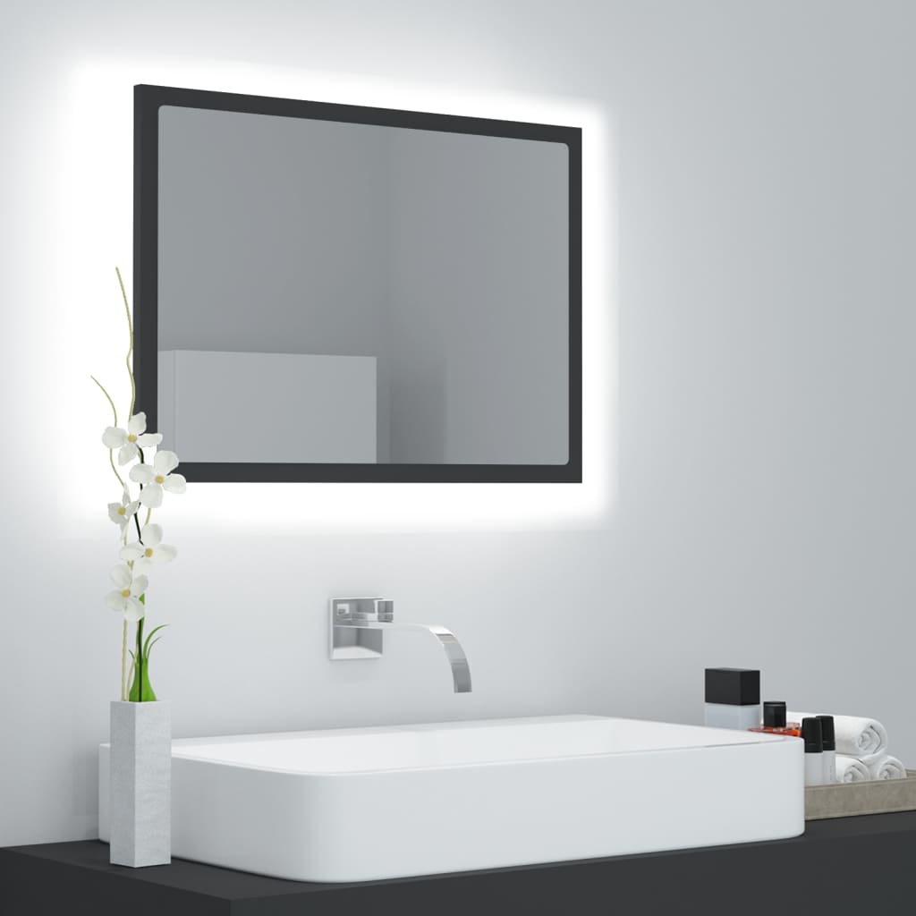 LED-Badspiegel Grau 60x8,5x37 cm Acryl