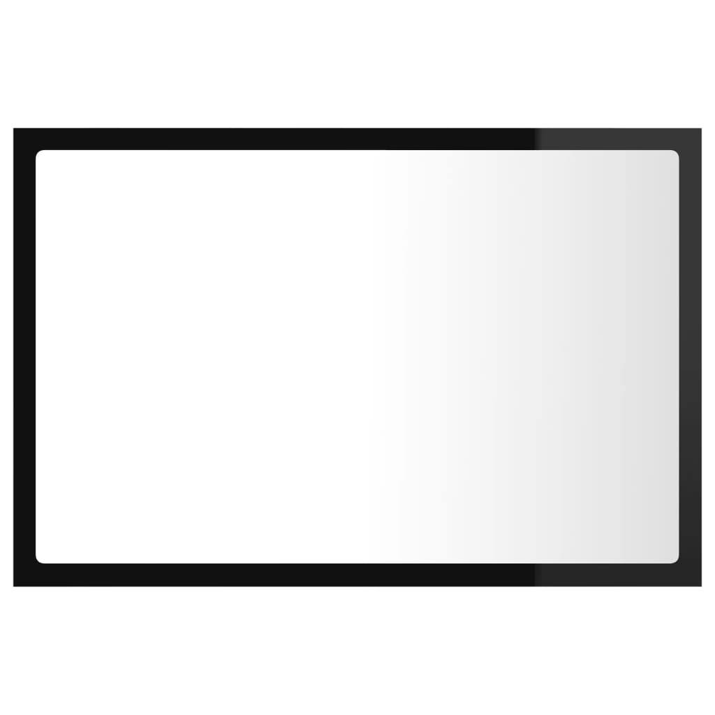 LED-Badspiegel Hochglanz-Schwarz 60x8,5x37 cm Acryl