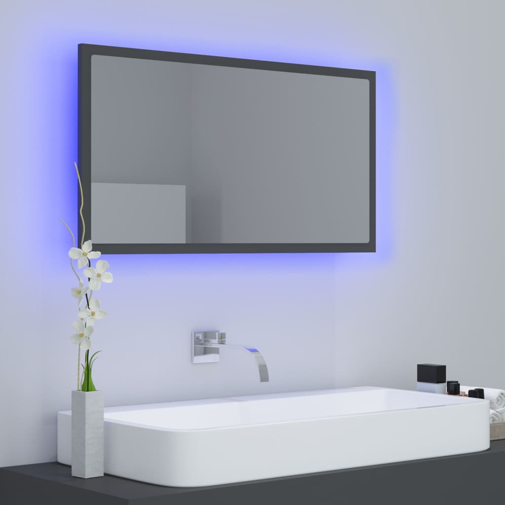 LED-Badspiegel Grau 80x8,5x37 cm Acryl