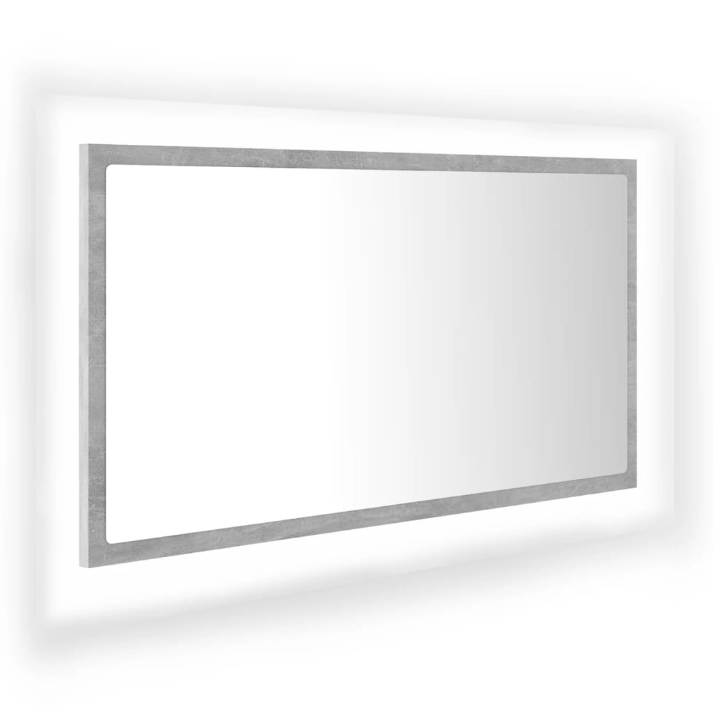 LED-Badspiegel Betongrau 80x8,5x37 cm Acryl