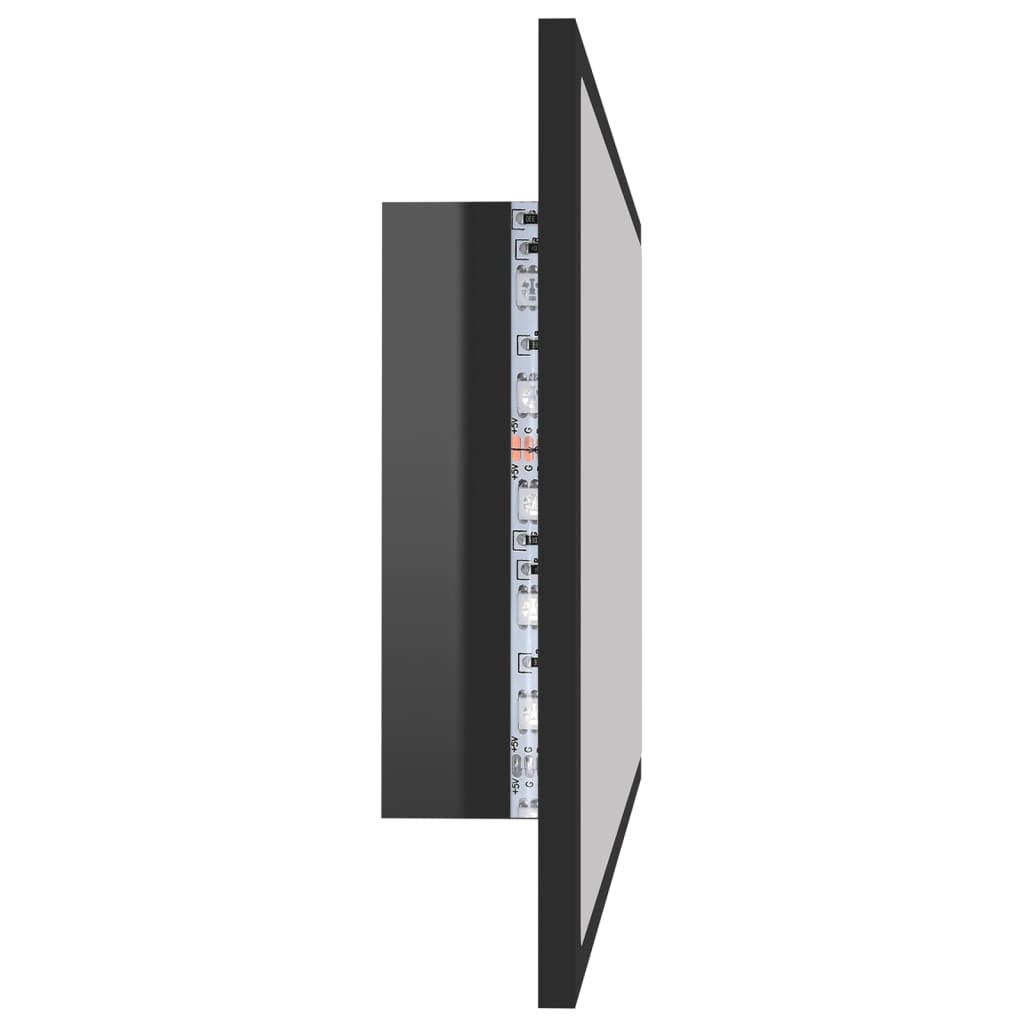 LED-Badspiegel Hochglanz-Schwarz 80x8,5x37 cm Acryl