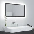 LED-Badspiegel Hochglanz-Grau 80x8,5x37 cm Acryl