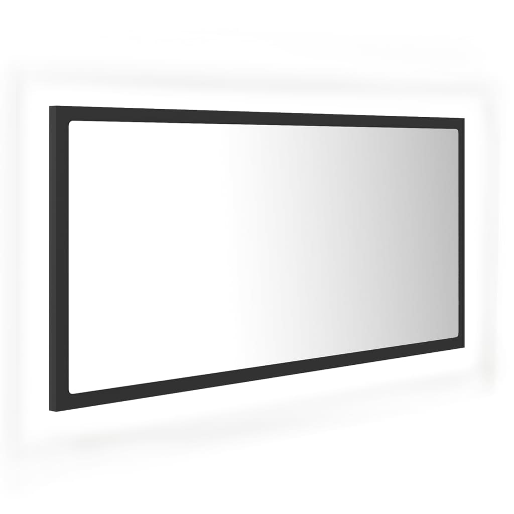 LED-Badspiegel Grau 90x8,5x37 cm Acryl