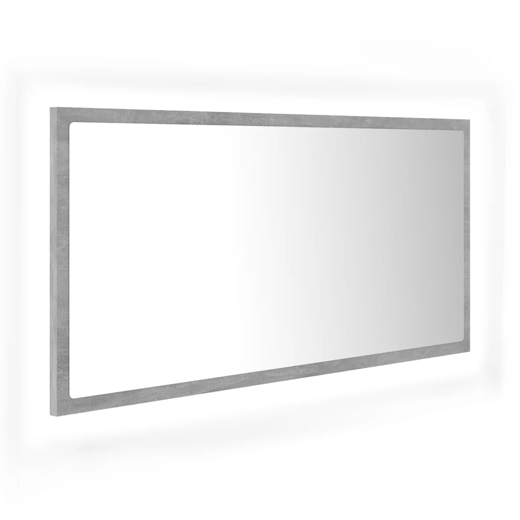 LED-Badspiegel Betongrau 90x8,5x37 cm Acryl