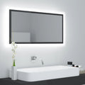 LED-Badspiegel Hochglanz-Grau 90x8,5x37 cm Acryl