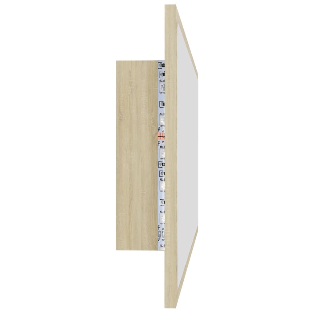 LED-Badspiegel Sonoma-Eiche 100x8,5x37 cm Acryl