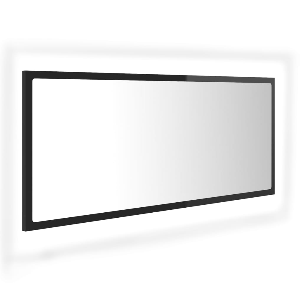 LED-Badspiegel Hochglanz-Schwarz 100x8,5x37 cm Acryl