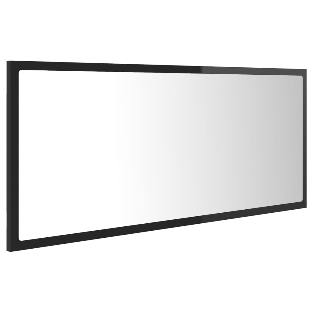 LED-Badspiegel Hochglanz-Schwarz 100x8,5x37 cm Acryl