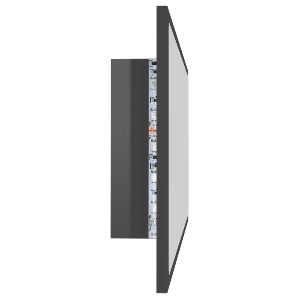 LED-Badspiegel Hochglanz-Grau 100x8,5x37 cm Acryl