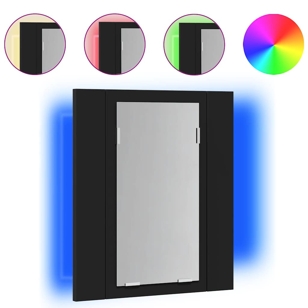 LED-Bad-Spiegelschrank Schwarz 40x12x45 cm Acryl