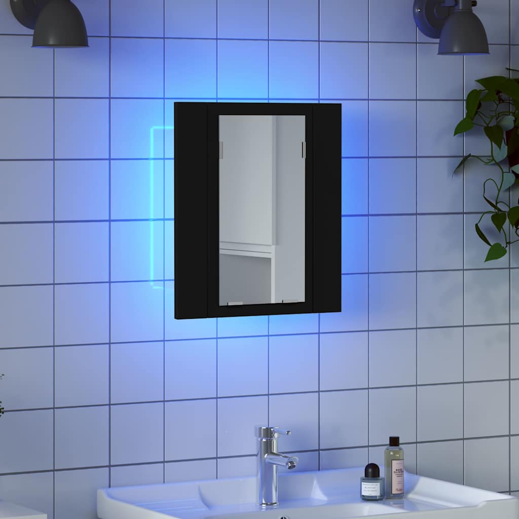LED-Bad-Spiegelschrank Schwarz 40x12x45 cm Acryl