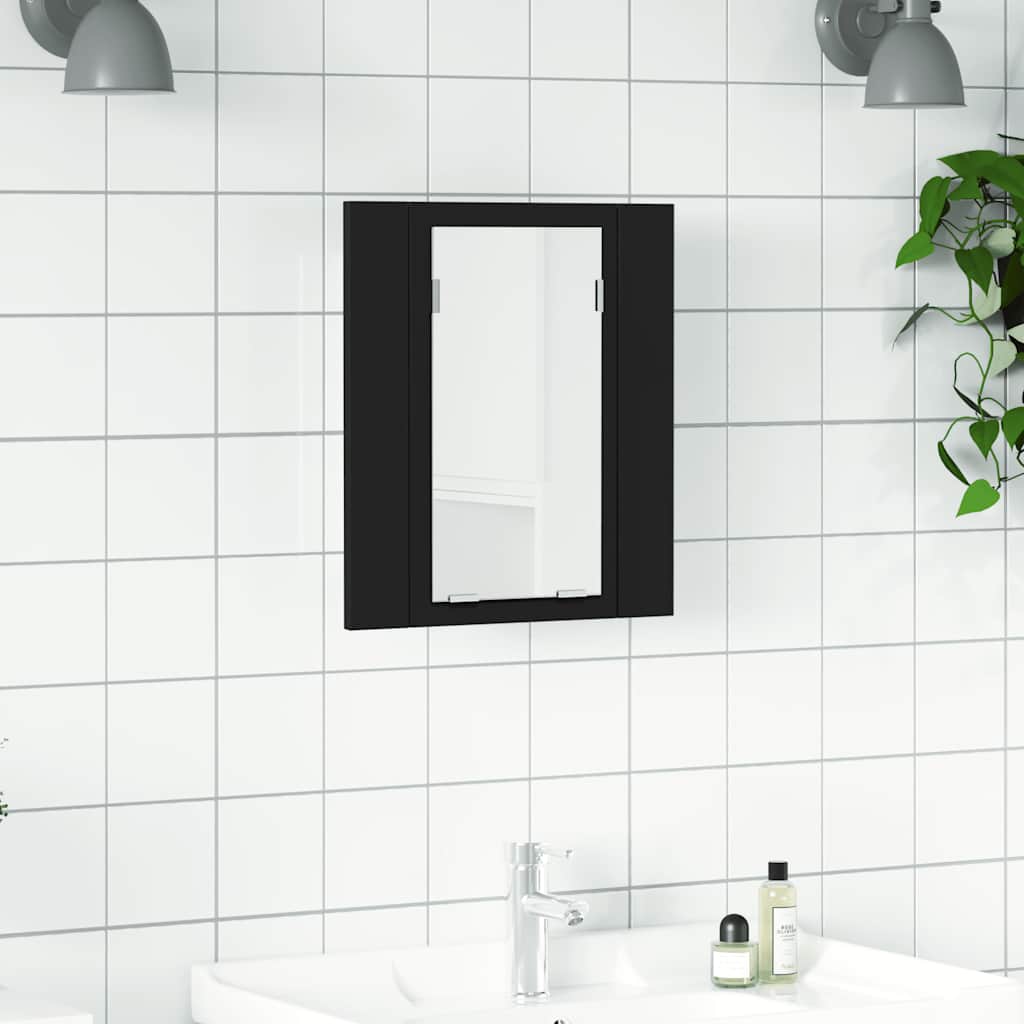 LED-Bad-Spiegelschrank Schwarz 40x12x45 cm Acryl