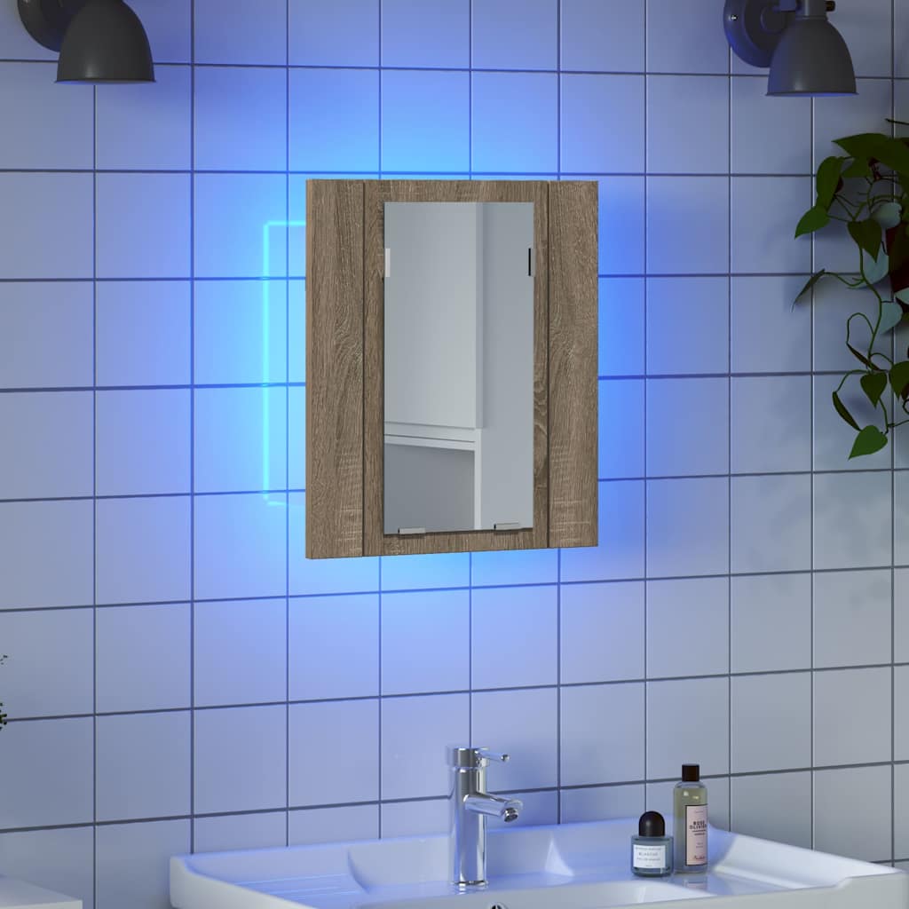 LED-Bad-Spiegelschrank Sonoma-Eiche 40x12x45 cm Acryl