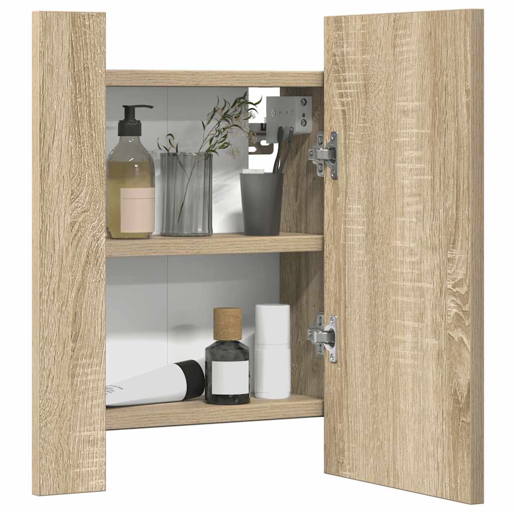 LED-Bad-Spiegelschrank Sonoma-Eiche 40x12x45 cm Acryl