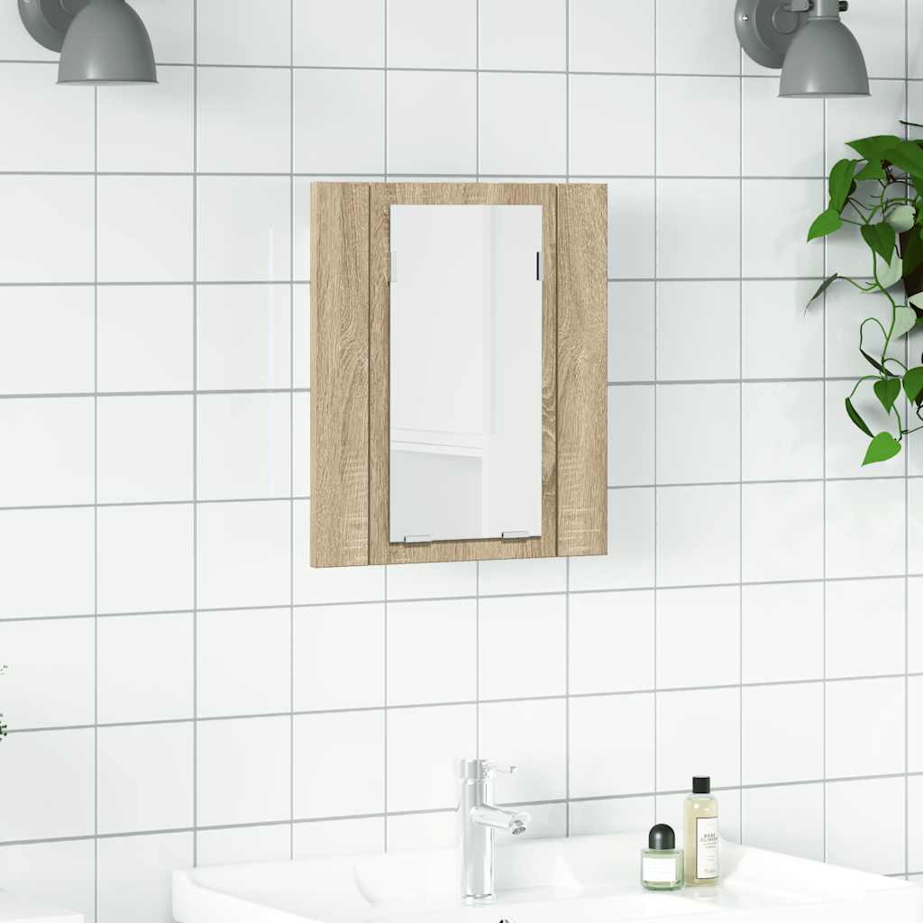 LED-Bad-Spiegelschrank Sonoma-Eiche 40x12x45 cm Acryl