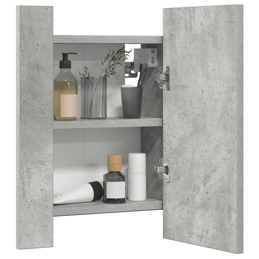 LED-Bad-Spiegelschrank Betongrau 40x12x45 cm Acryl