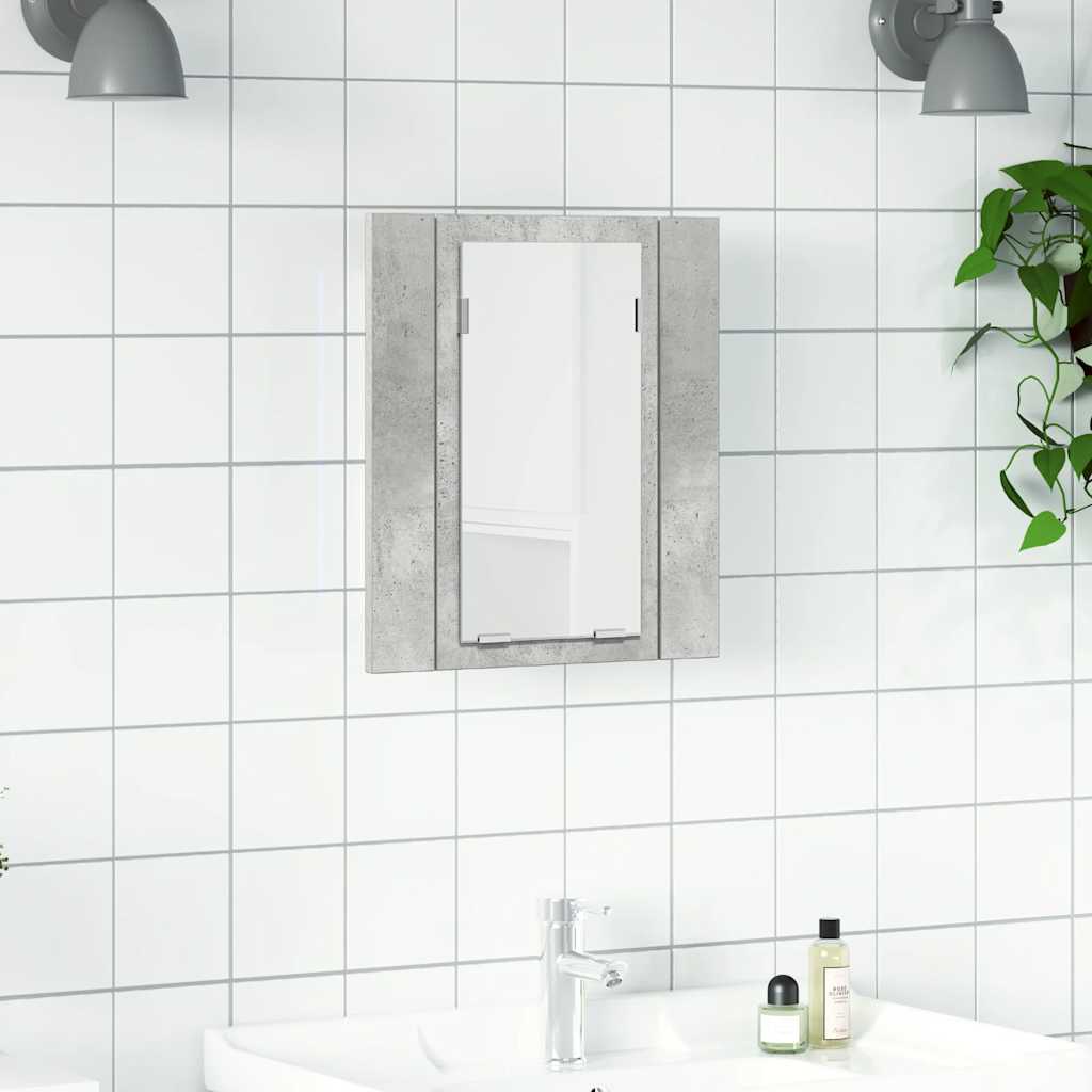 LED-Bad-Spiegelschrank Betongrau 40x12x45 cm Acryl