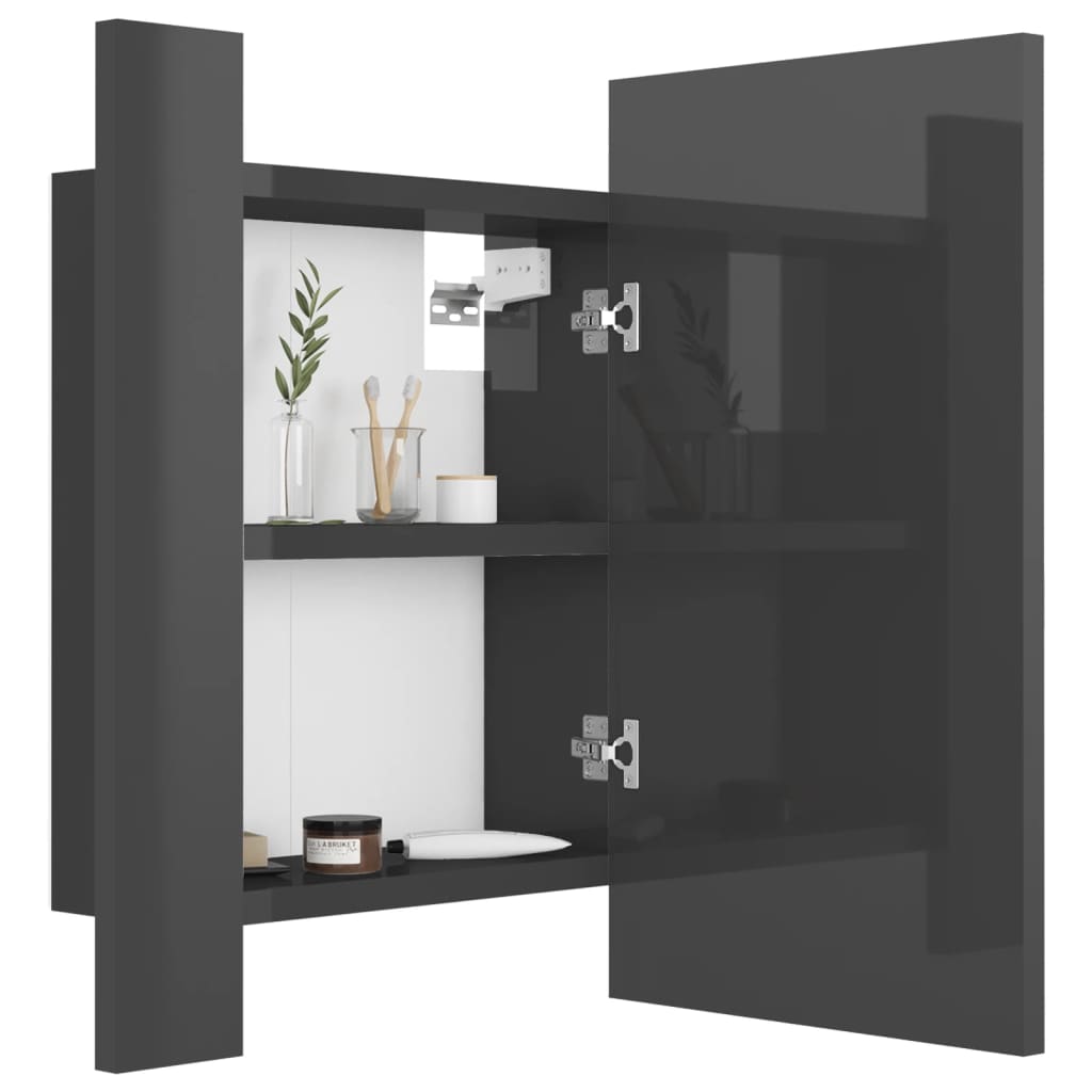 LED-Bad-Spiegelschrank Hochglanz-Grau 40x12x45 cm Acryl