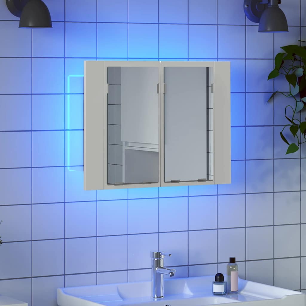 LED-Bad-Spiegelschrank Weiß 60x12x45 cm Acryl