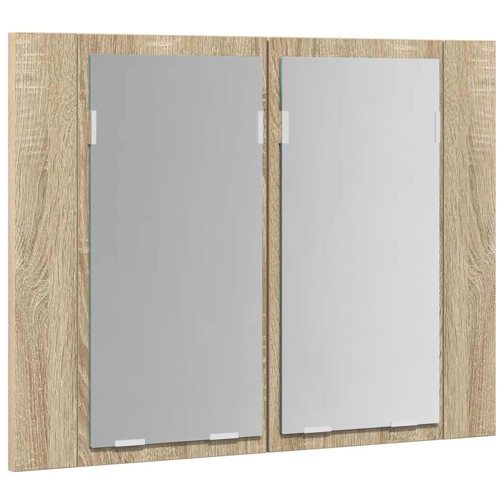 LED-Bad-Spiegelschrank Sonoma-Eiche 60x12x45 cm Acryl
