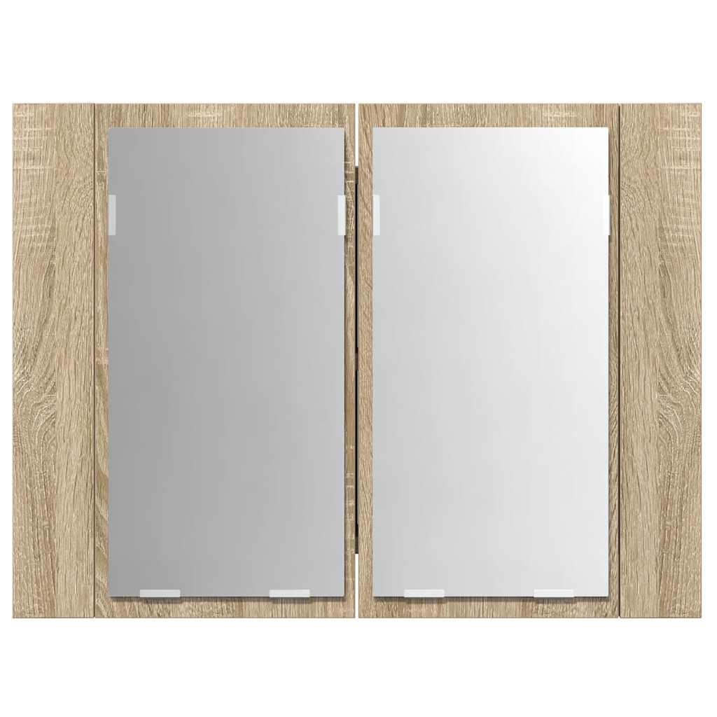 LED-Bad-Spiegelschrank Sonoma-Eiche 60x12x45 cm Acryl