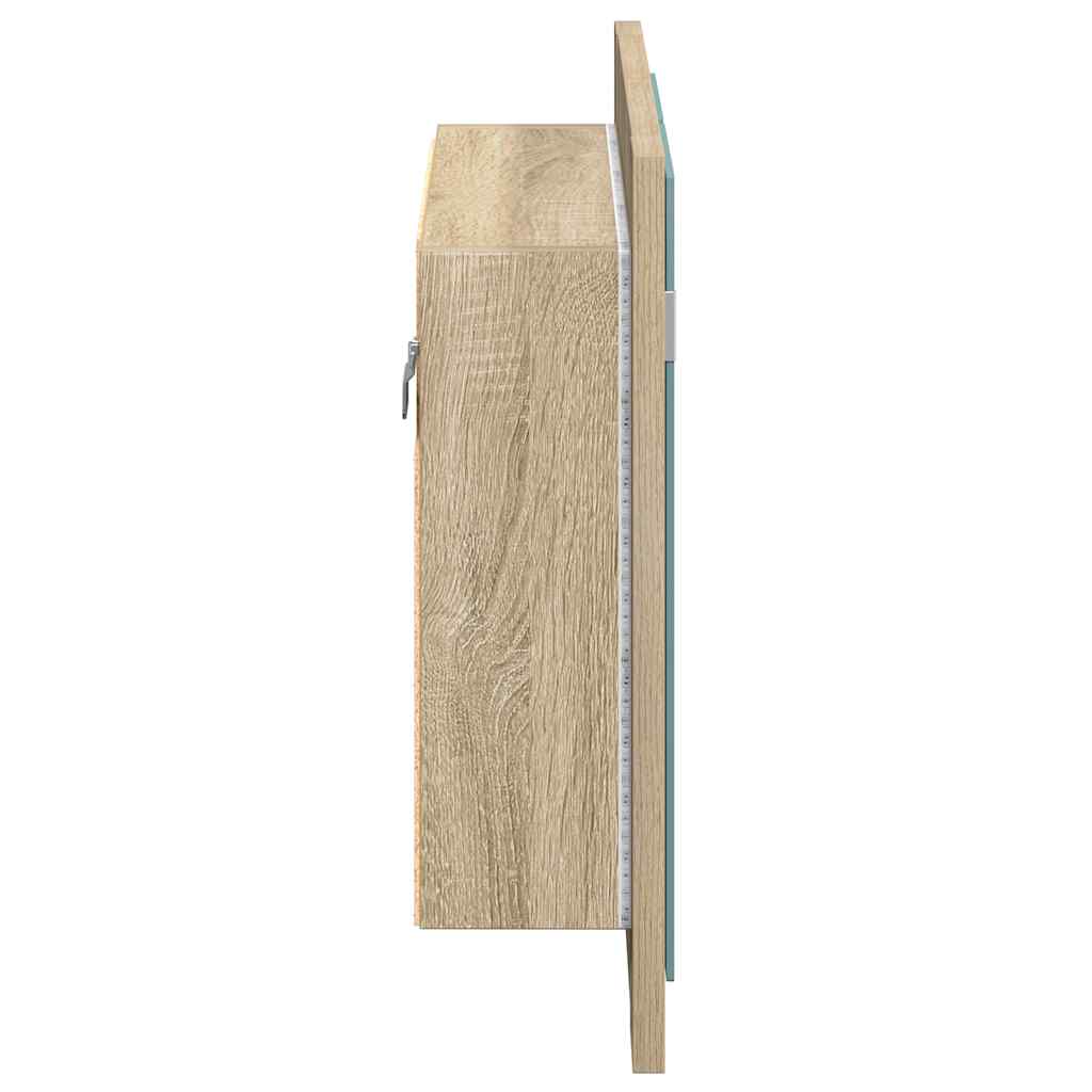 LED-Bad-Spiegelschrank Sonoma-Eiche 60x12x45 cm Acryl