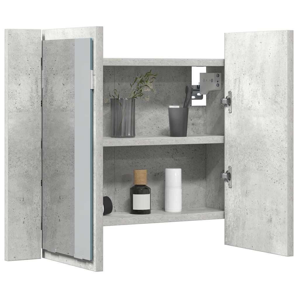 LED-Bad-Spiegelschrank Betongrau 60x12x45 cm Acryl
